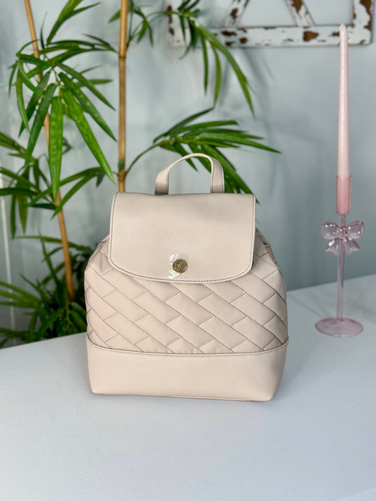 Mochila Tommy Hilfiger beige de cuero/tela impermeable