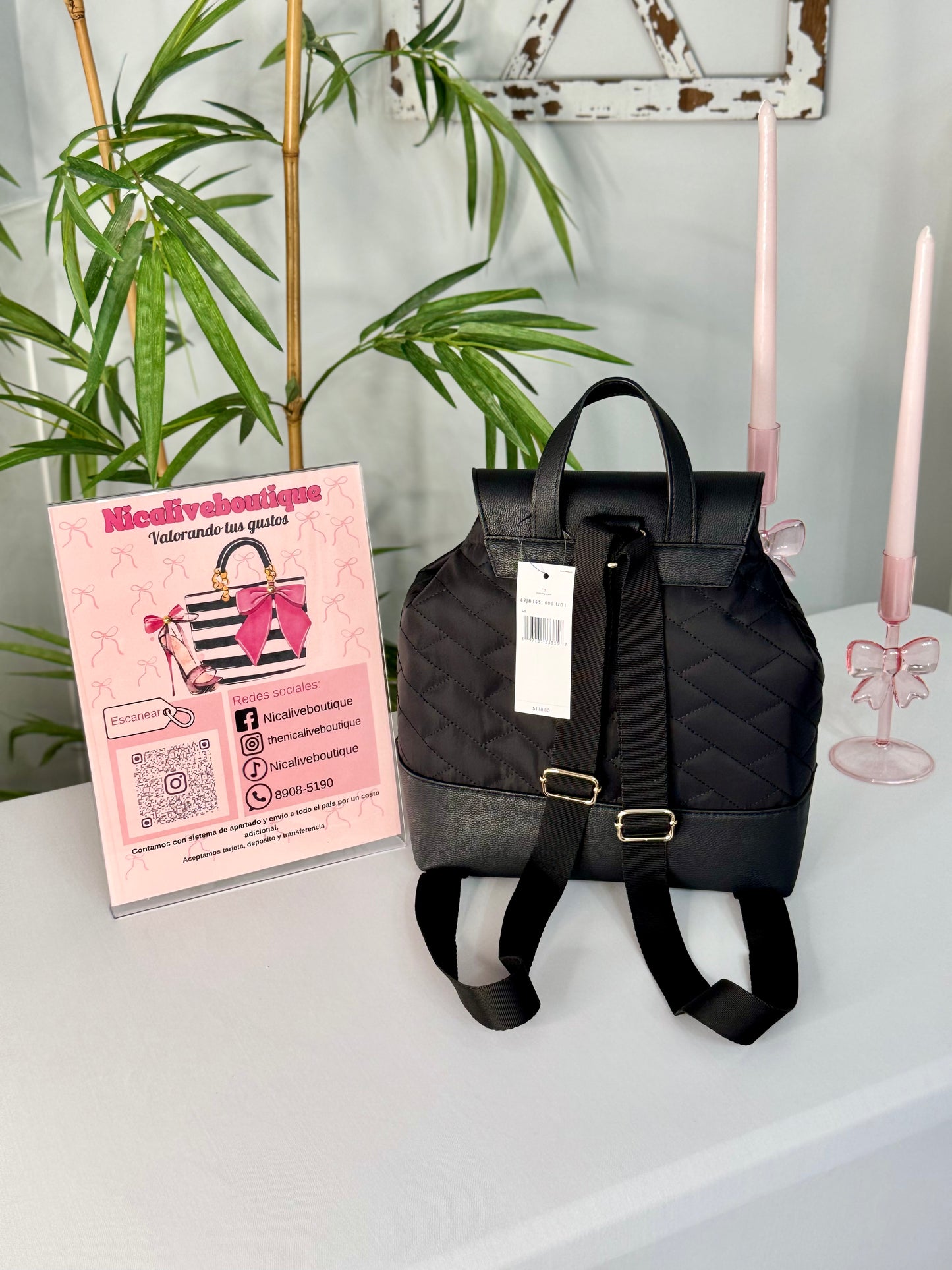 Mochila Tommy Hilfiger Negra completamente impermeable/cuero