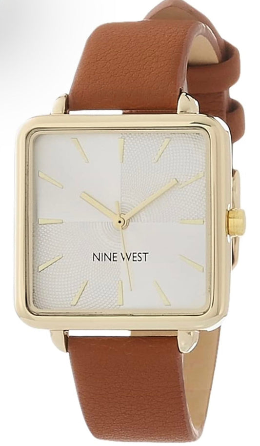Nine West Square Golden Watch w/ Brown Band
