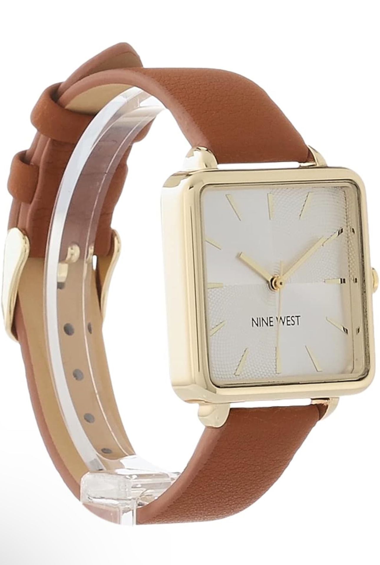 Nine West Square Golden Watch w/ Brown Band