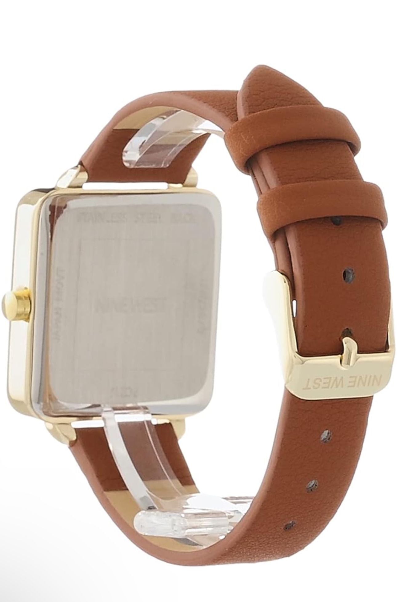 Nine West Square Golden Watch w/ Brown Band