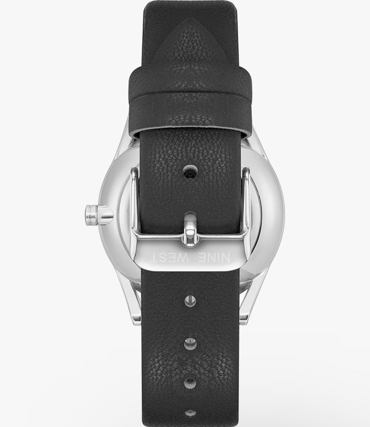 Nine West Round Silver Watch with Black Band