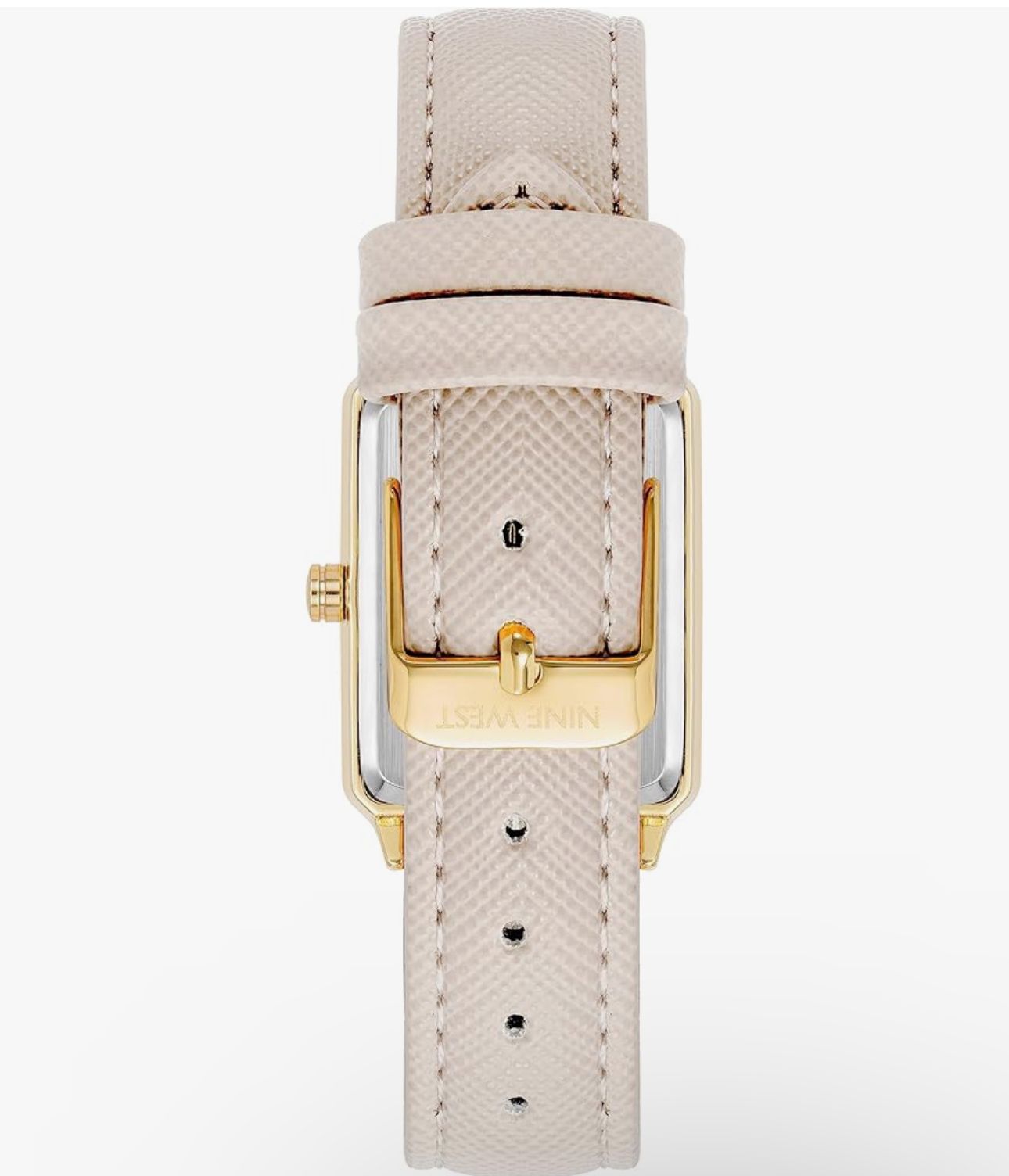 Nine West Rectangular Golden Watch With Beige Band