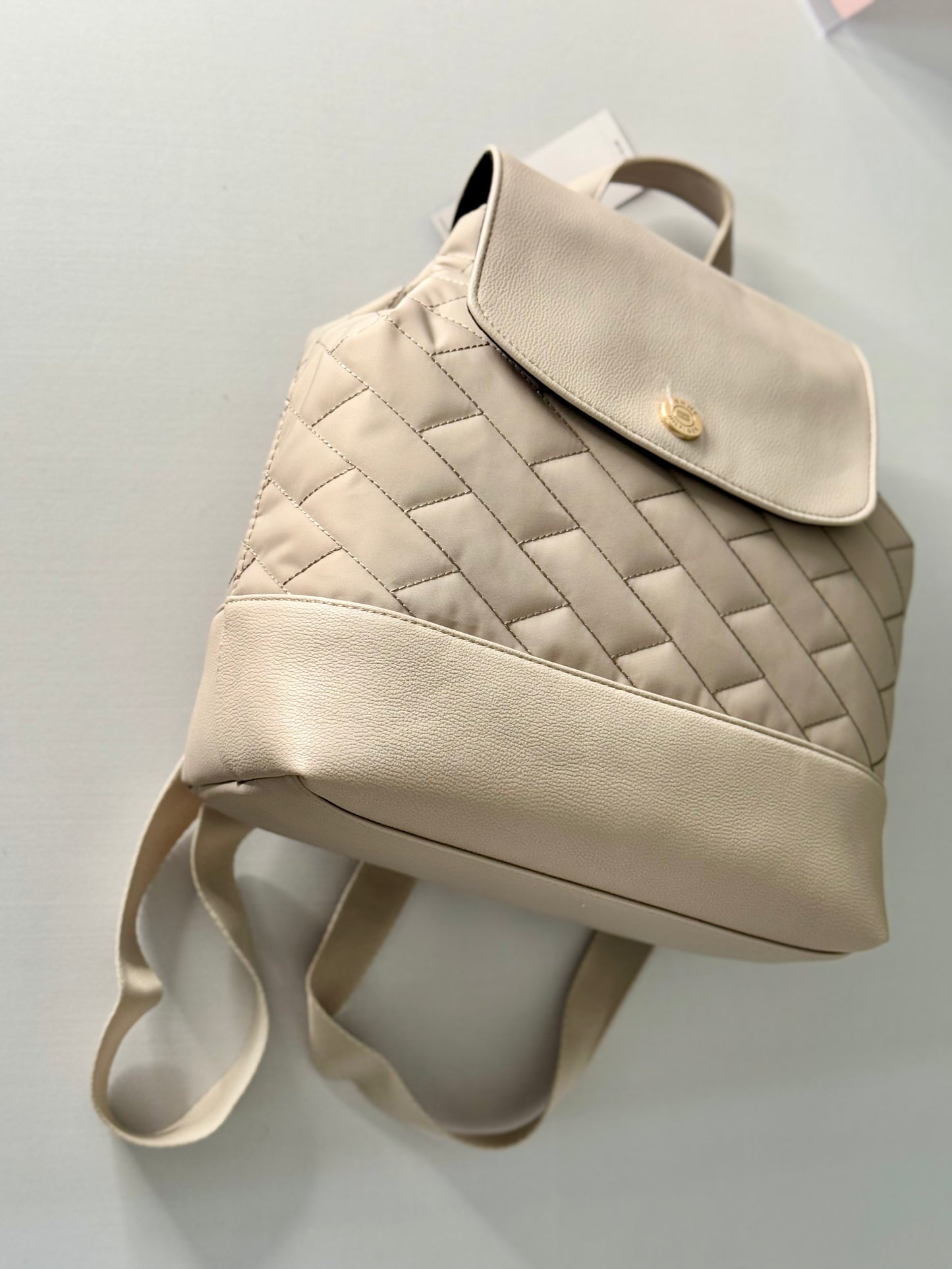 Mochila Tommy Hilfiger beige de cuero/tela impermeable