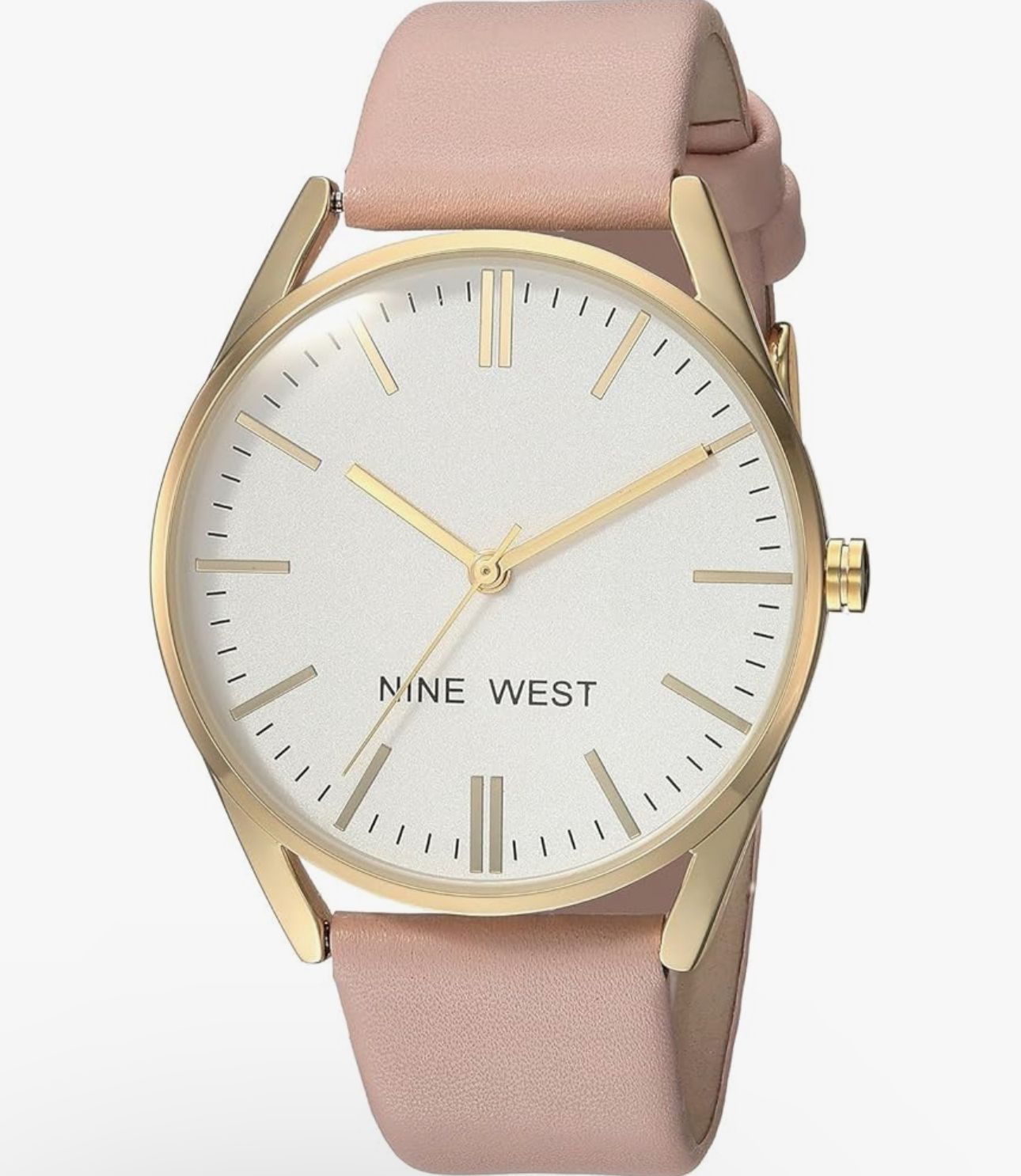 Round Golden Nine West Watch w/ Pink band.