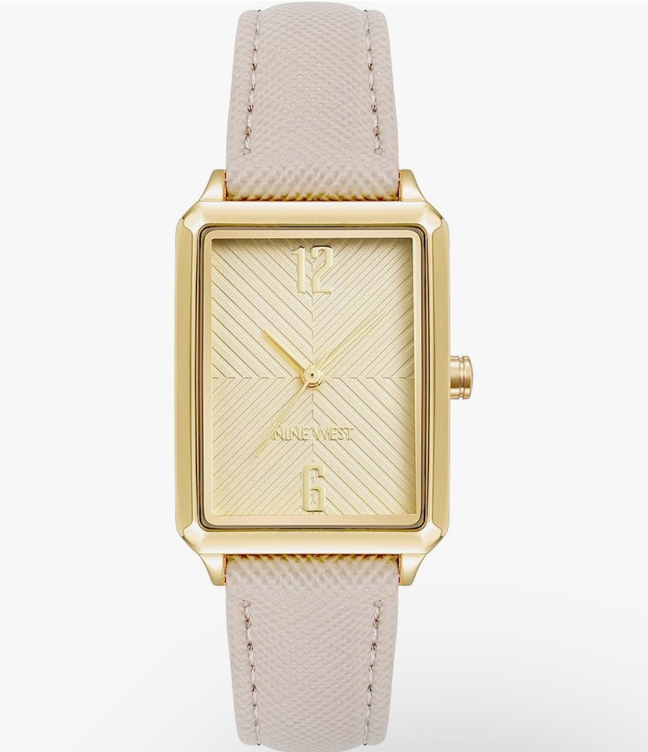 Nine West Rectangular Golden Watch With Beige Band